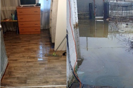 «Мы тонем!»: дома уходят под воду из-за растаявшего снега в городе под Волгоградом