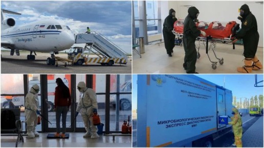 В аэропорту Волгограда провели учения с условным зараженным особо опасной инфекцией
