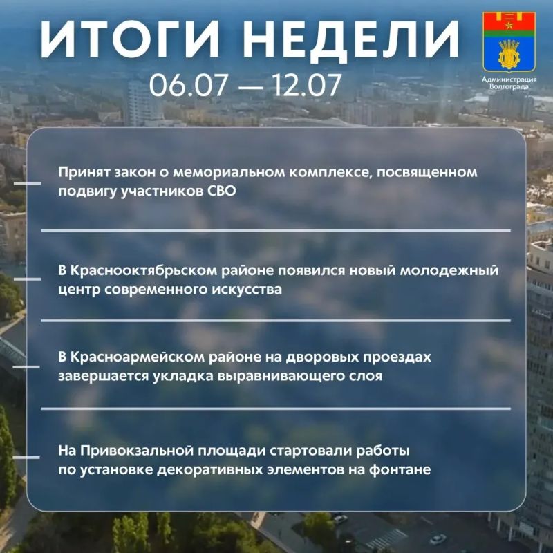Итоги прошедшей недели
