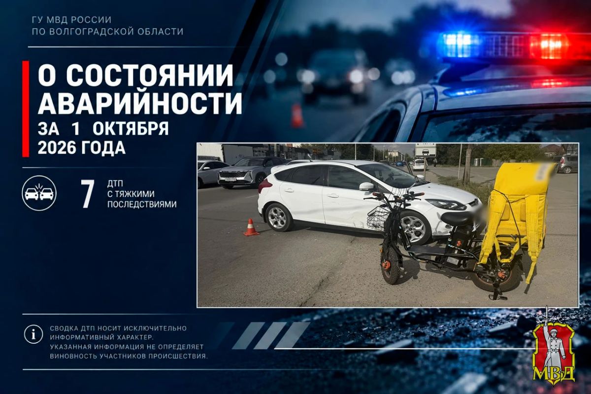 За прошедшие сутки в Волгоградской области зарегистрировано 7 дорожно-транспортных происшествий с тяжкими последствиями