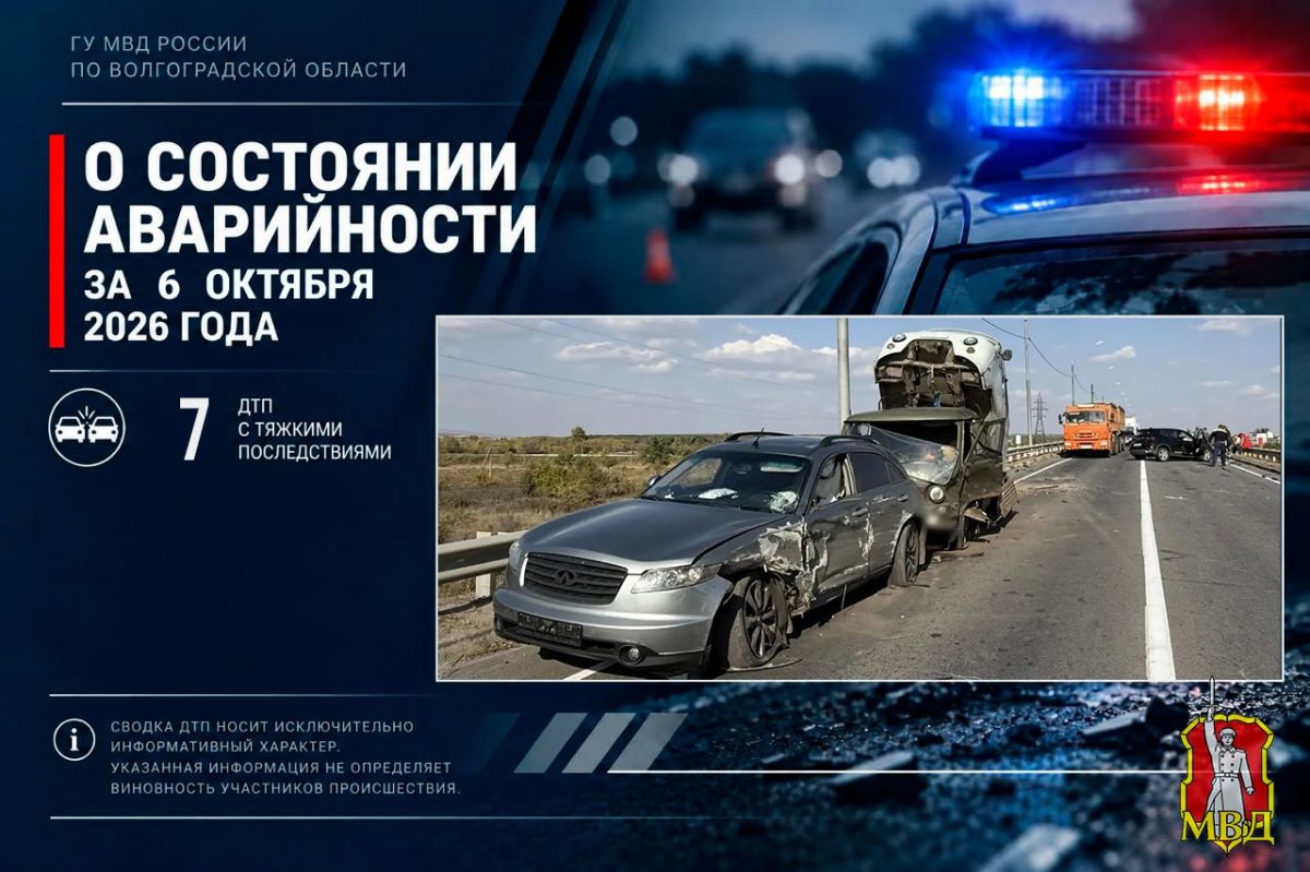 За прошедшие сутки в Волгоградской области зарегистрировано 7 дорожно-транспортных происшествий с тяжкими последствиями