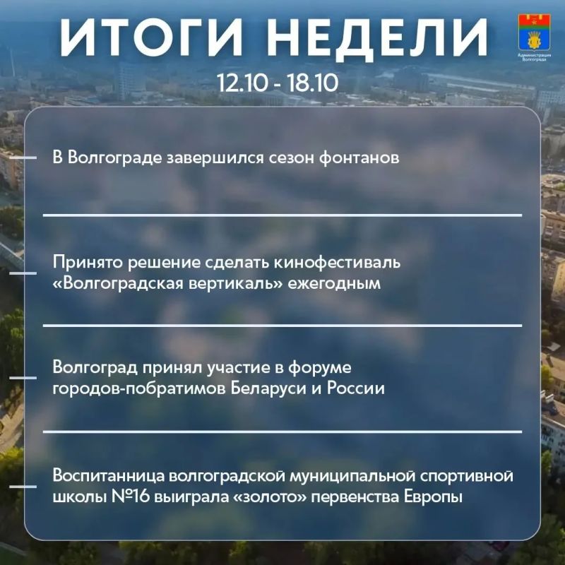 Итоги прошедшей недели